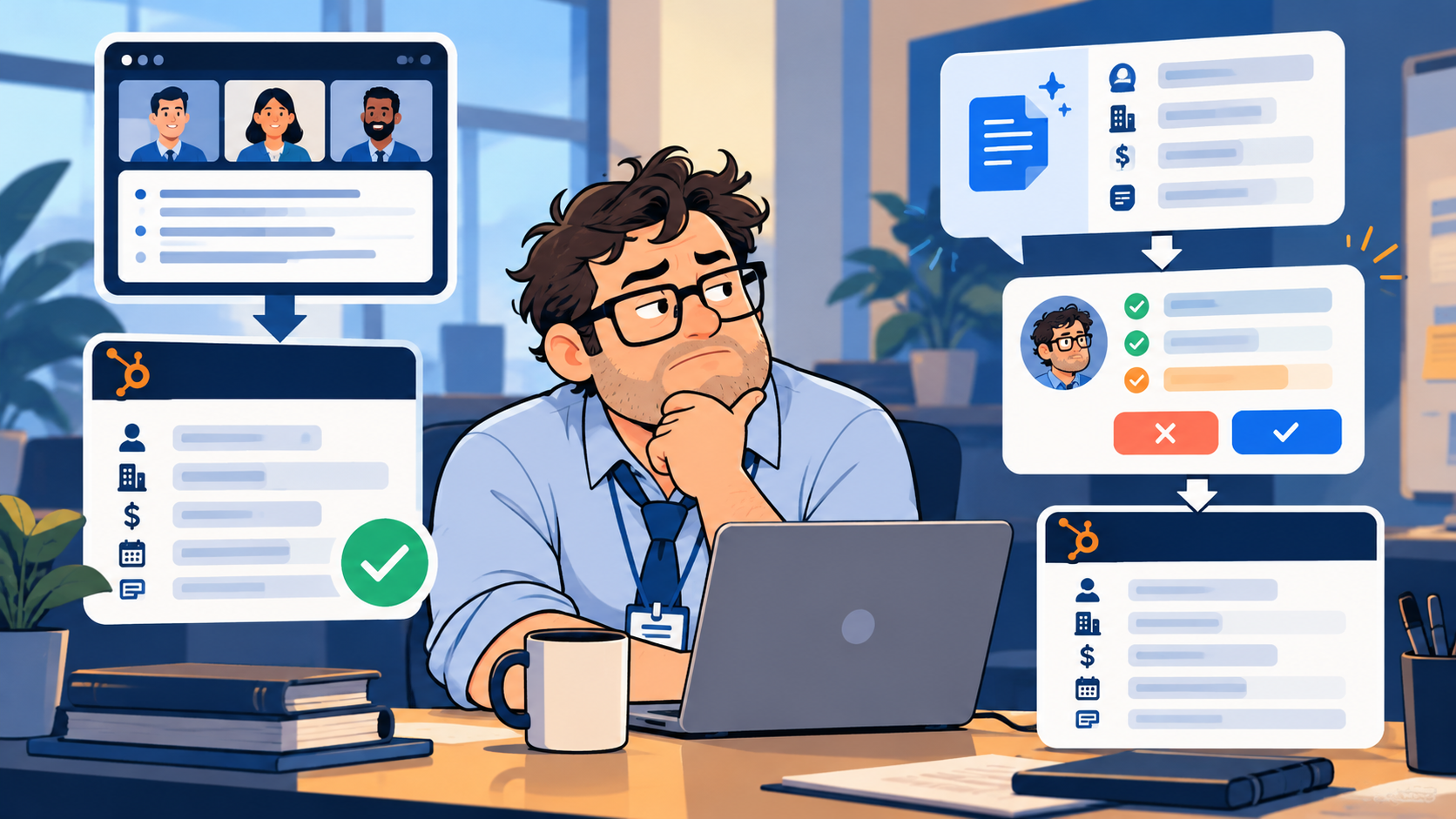 Bob checks an AI-generated CRM field update before approving the change.