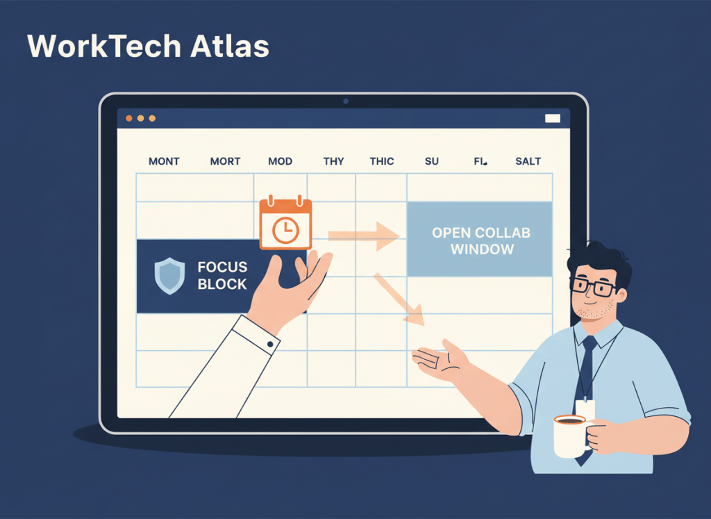 Bob redirects a meeting away from protected focus time toward an open collaboration window.