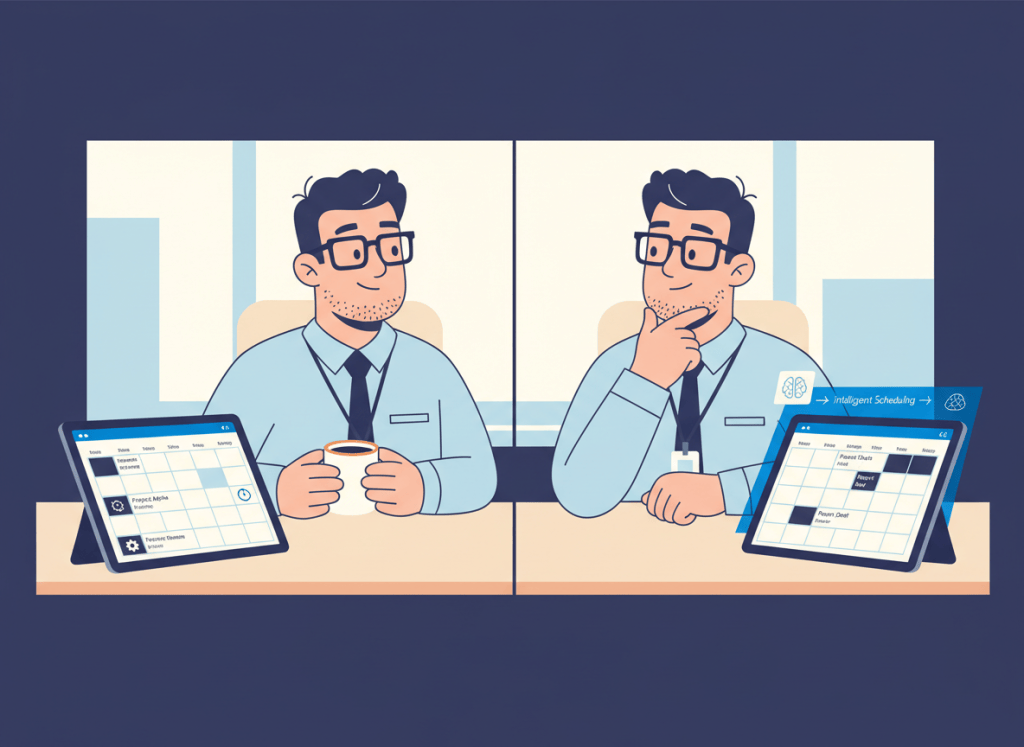 Bob compares a simple task-and-calendar setup with an extra AI scheduling layer.